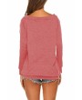 Boat Neck Cotton T-Shirt Pink