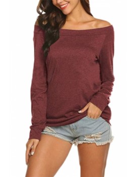 Off The Shoulder Loose T-Shirt Ruby