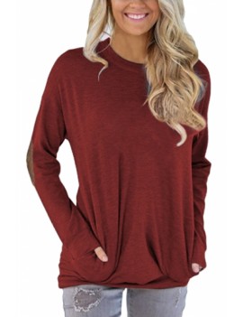 Solid T-Shirt With Elbow Patch Ruby