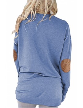 Long Sleeve T-Shirt Elbow Patch Blue