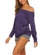 Casual Solid T-Shirt Long Sleeve Purple