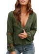 Casual Blouse Long Sleeve Green