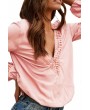 Cut Out Long Sleeve Blouse Baby Pink