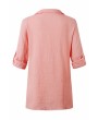 Solid Button Up Blouse Pink