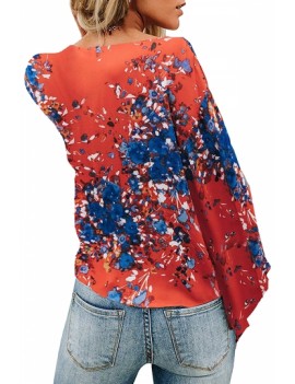 Flared Sleeve Loose Fit Floral Blouse
