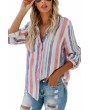 Womens Striped Button Front Shirt White