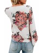 Casual V Neck Knot Floral Blouse White