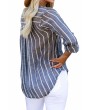 Womens Long Sleeve V Neck Striped Shirt Blue