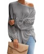 Loose Fit Puffy Sleeve Blouse Gray