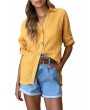 Breast Pocket Button Front Shirt Yellow