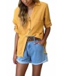 Breast Pocket Button Front Shirt Yellow