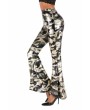 Plus Size Camouflage Flared Leg Pants Green