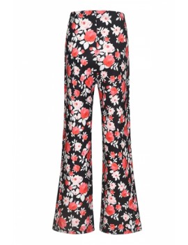 Floral Print Belted Split Pants Red