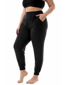 Plus Size High Waisted Jogger With Pocket Black