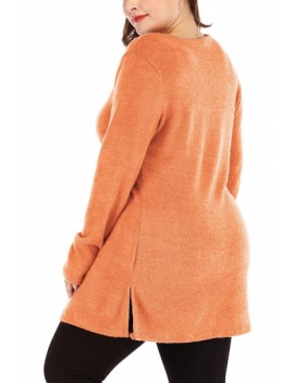 Plus Size Cozy Cardigan Single Breasted Orange