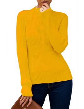 Long Sleeve Mock Neck Sweater Yellow