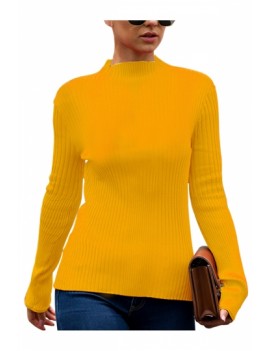 Long Sleeve Mock Neck Sweater Yellow