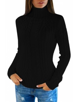 High Neck Pullover Sweater Black