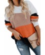 Contrast Color Block Pullover Sweater Tangerine