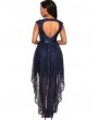 High Low Open Back Lace Party Dress - Blue Xl