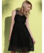 Midi Illusion Yoke Lace Party Short Prom Dress - Black S