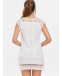 Scoop Collar Sleeveless See-Through Crochet Tunic - White S