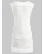 Scoop Collar Sleeveless See-Through Crochet Tunic - White S