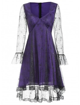 Sweetheart Neck Halloween Dress - Purple Iris M