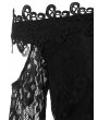 Full Sleeve Bare Shoulder Mini Lace Dress - Black L