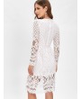 Belted Lace A Line Dress - White M