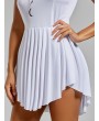 Asymmetrical Short Sleeveless Pleated Dress - White S