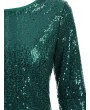 Flare Sleeves Sequined Round Neck Maxi Dress - Green S
