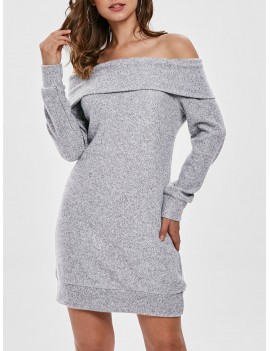 Sweater Mini-Dress - Light Gray Xl
