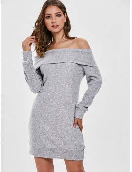 Sweater Mini-Dress - Light Gray Xl
