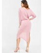 Asymmetrical Overlay Bodycon Dress - Light Pink 2xl