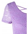 Criss Cross Lace Crop Top - Light Purple Xl