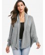 Batwing Sleeve Open Knit Open Front Cardigan - Gray One Size