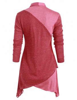 Patched Asymmetric Long Sleeves Knitwear - Red L