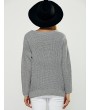 Fitting Wrap Plunging Neck Long Sleeve Sweater - Gray One Size
