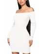 Long Sleeve Mini Dress Off Shoulder White