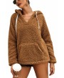 Faux Shearling Pullover Teddy Hoodie Coffee