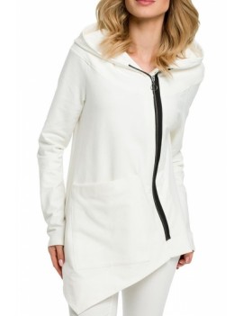 Plus Size Thumb Hole Hoodie With Pocket White