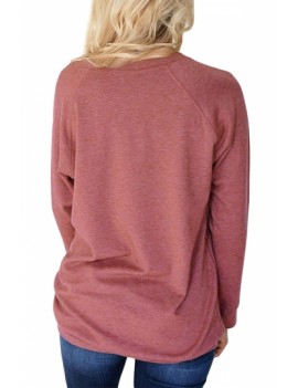 Color Block Pullover Sweatshirt Ruby