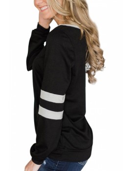 Long Sleeve Color Block Sweatshirt Black