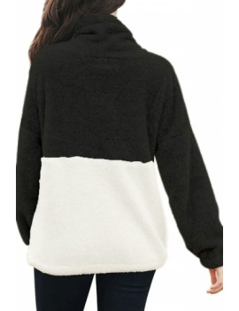Two Tone Pullover Fuzzy Sherpa Sweatshirt