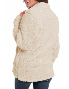 1/4 Zip Fuzzy Pullover Sweatshirt Beige