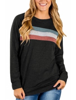 Contrast Stripe Pullover Sweatshirt Black