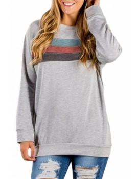 Contrast Stripe Pullover Sweatshirt Light Grey