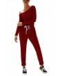 Casual Jumpsuit Long Sleeve With Pocket Ruby