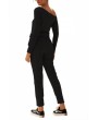 Long Sleeve Jumpsuit Oblique Shoulder Black